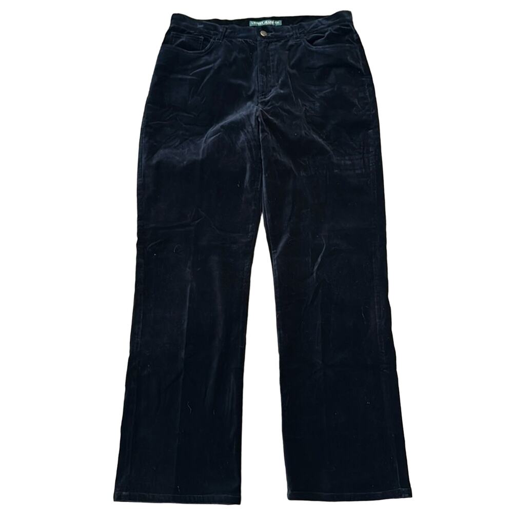 Lauren Jeans Co. Women's High Rise Velvet Straight Leg Pant Black Size 12